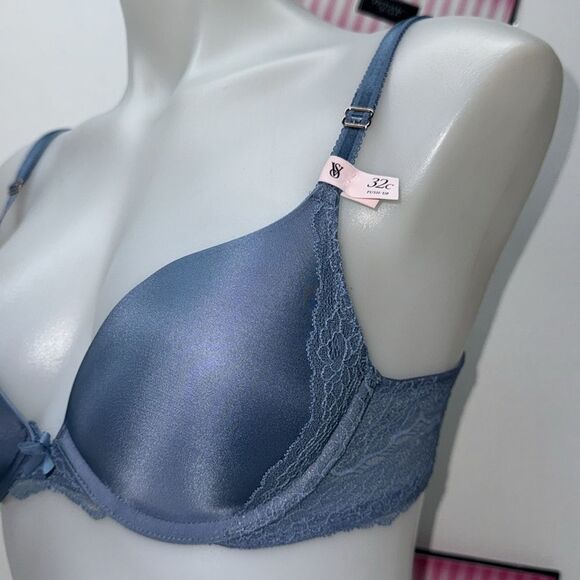 🔥Victoria's Secret Blue Seamless Bra with Adjustable Straps Sz 32C New - Picture 2 of 3